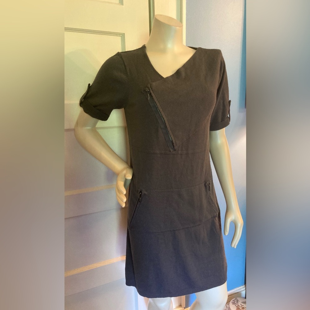 Grey Zippered Cato Sweater Dress, Size Medium